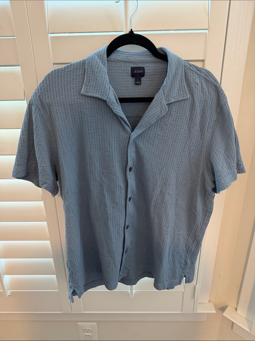 J. Crew Light Blue Short-Sleeve Waffle Button-Down Shirt